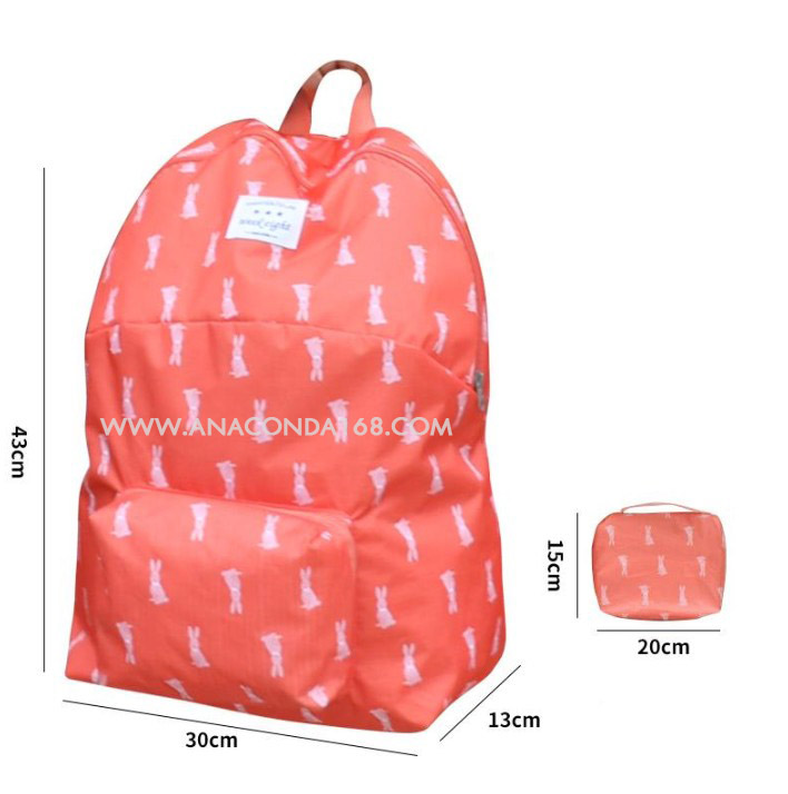 กระเป๋าเป้ผ้าร่มพับได้ ลายน่ารัก กระเป๋าพับได้สะพายหลัง