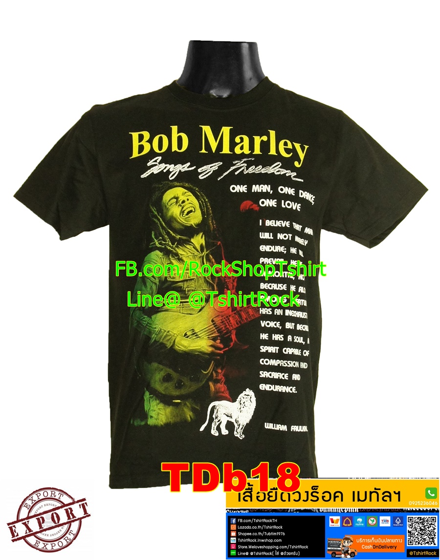เสื้อวง Bob Marley เสื้อวินเทจ เสื้อยืดวงร็อค เมทัล บ็อบ มาร์เลย์ TDb18