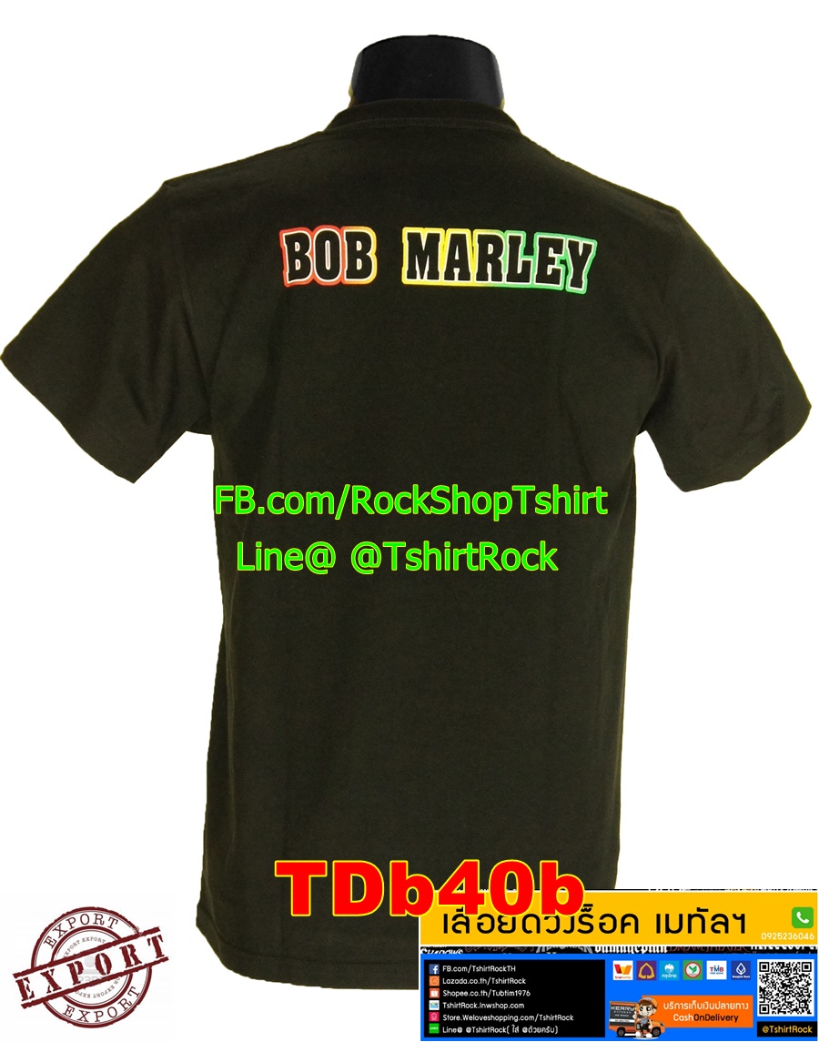 เสื้อวง Bob Marley เสื้อวินเทจ เสื้อยืดวงร็อค เมทัล บ็อบ มาร์เลย์ TDb40