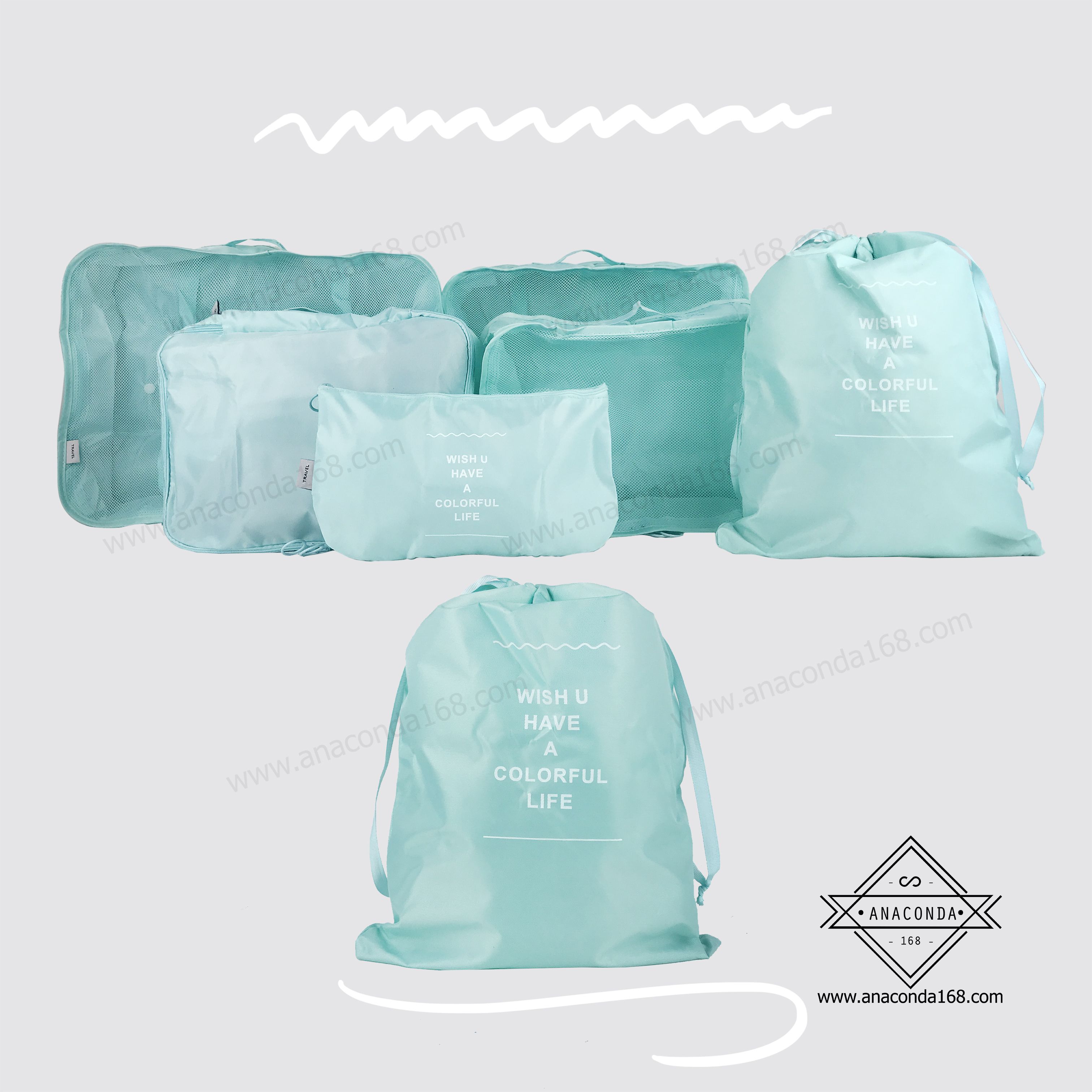 เซ็ทกระเป๋าจัดระเบียบเดินทาง 6 ชิ้น พับเก็บได้