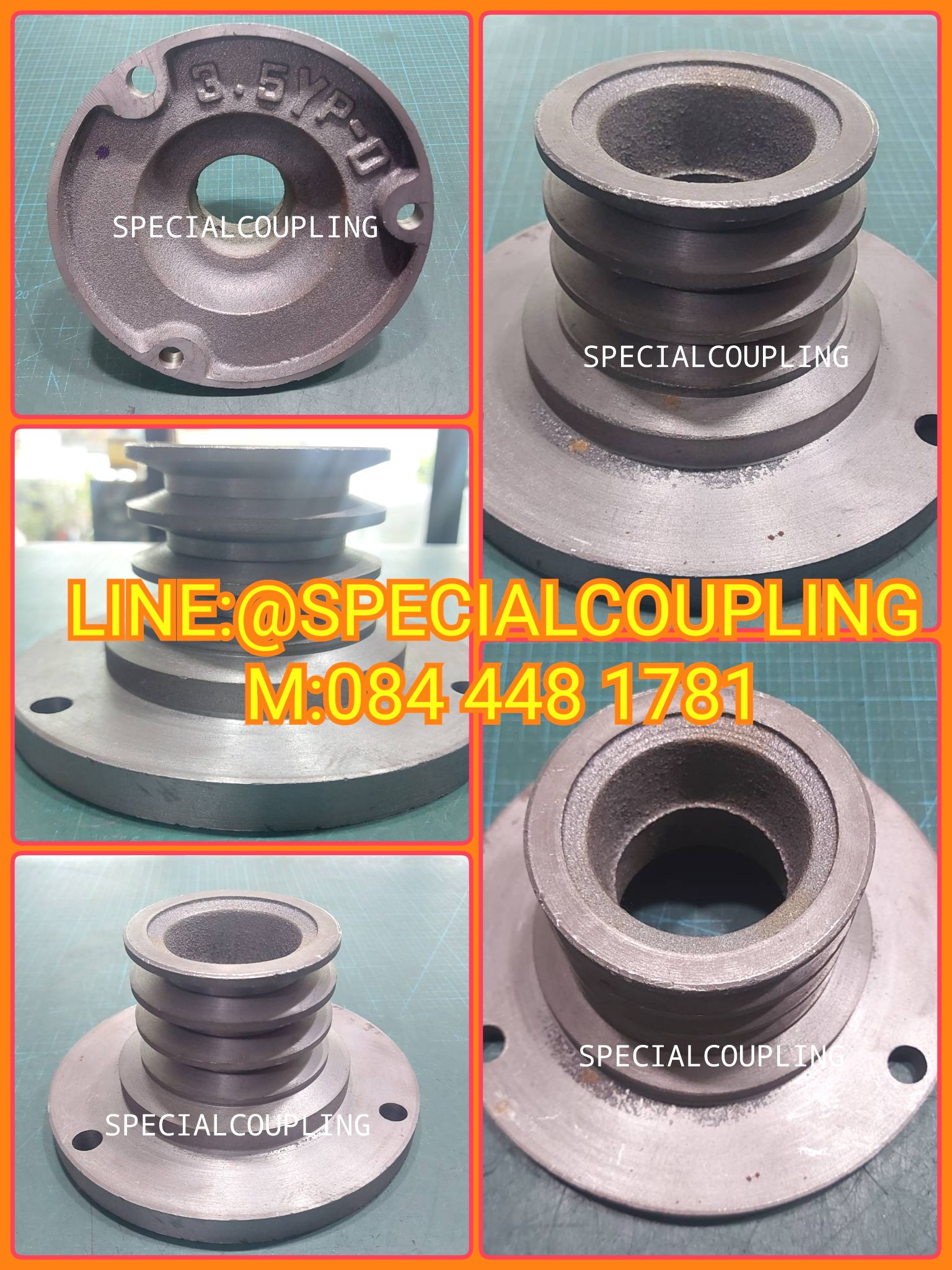 จำหน่ายpulleyหน้าเครื่อง ขนาดหน้าแปลน7" size 3"1/2" ร่องB พร้อมส่งคะ สอบถามได้คะ