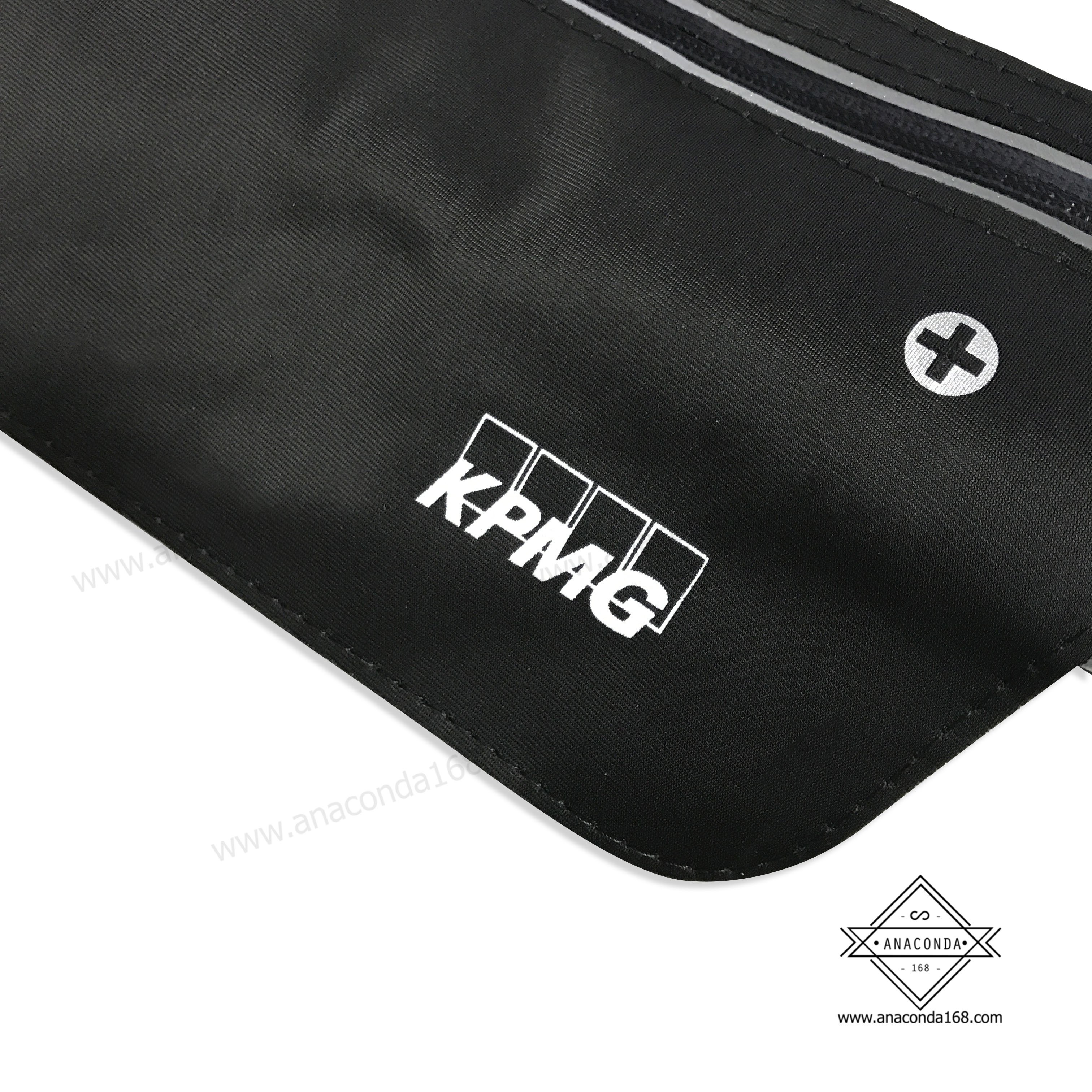 กระเป๋าคาดเอวสปอร์ตทรงเหลี่ยมสีพื้น ทำโลโก้