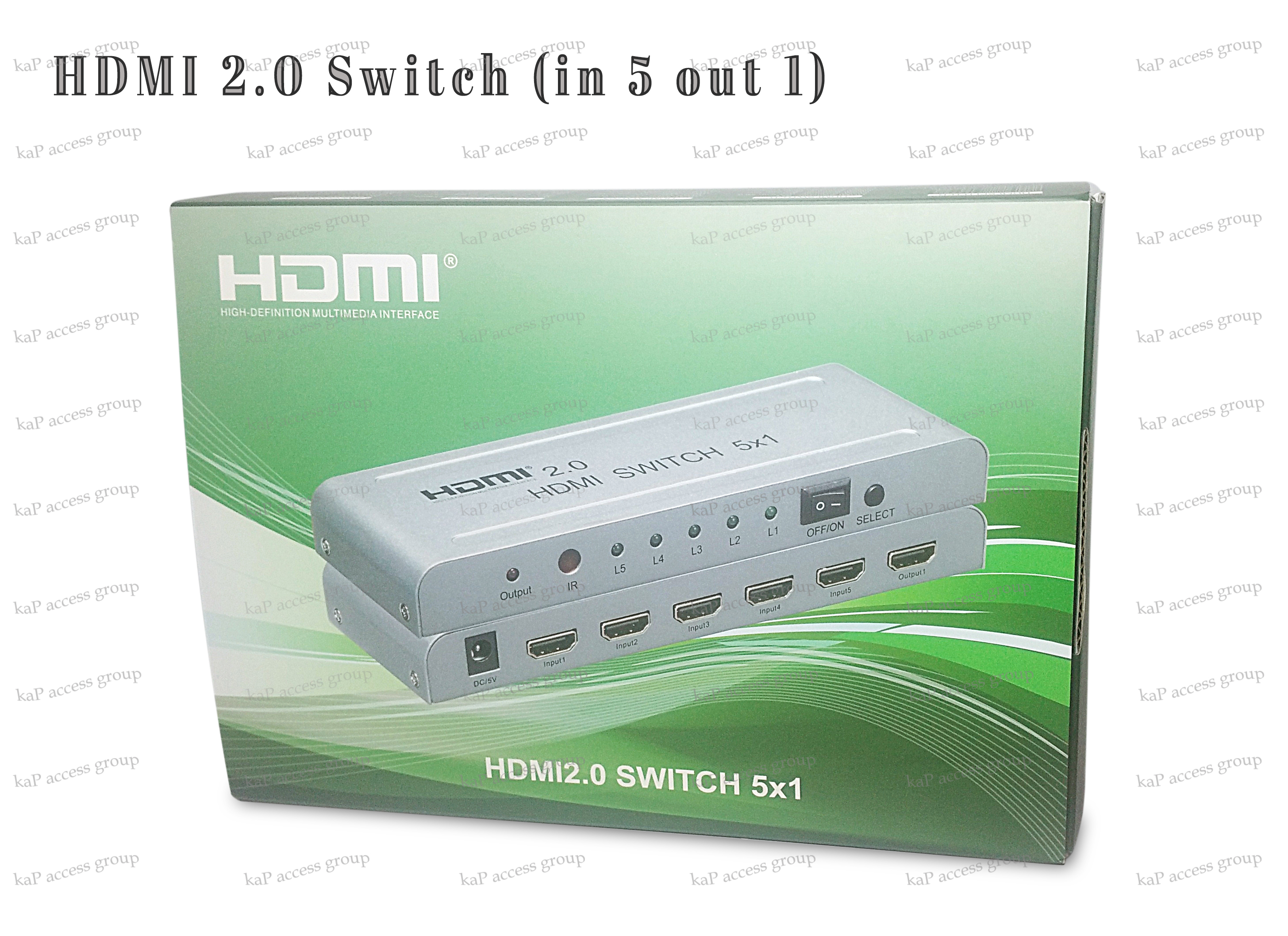 Box HDMI 2.0 Switcher 5*1 (in 5 out 1) 4K 60Hz