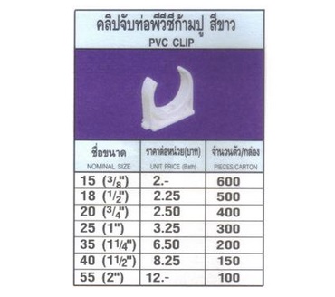 คลิปจับท่อพีวีซี ก้ามปู สีขาว