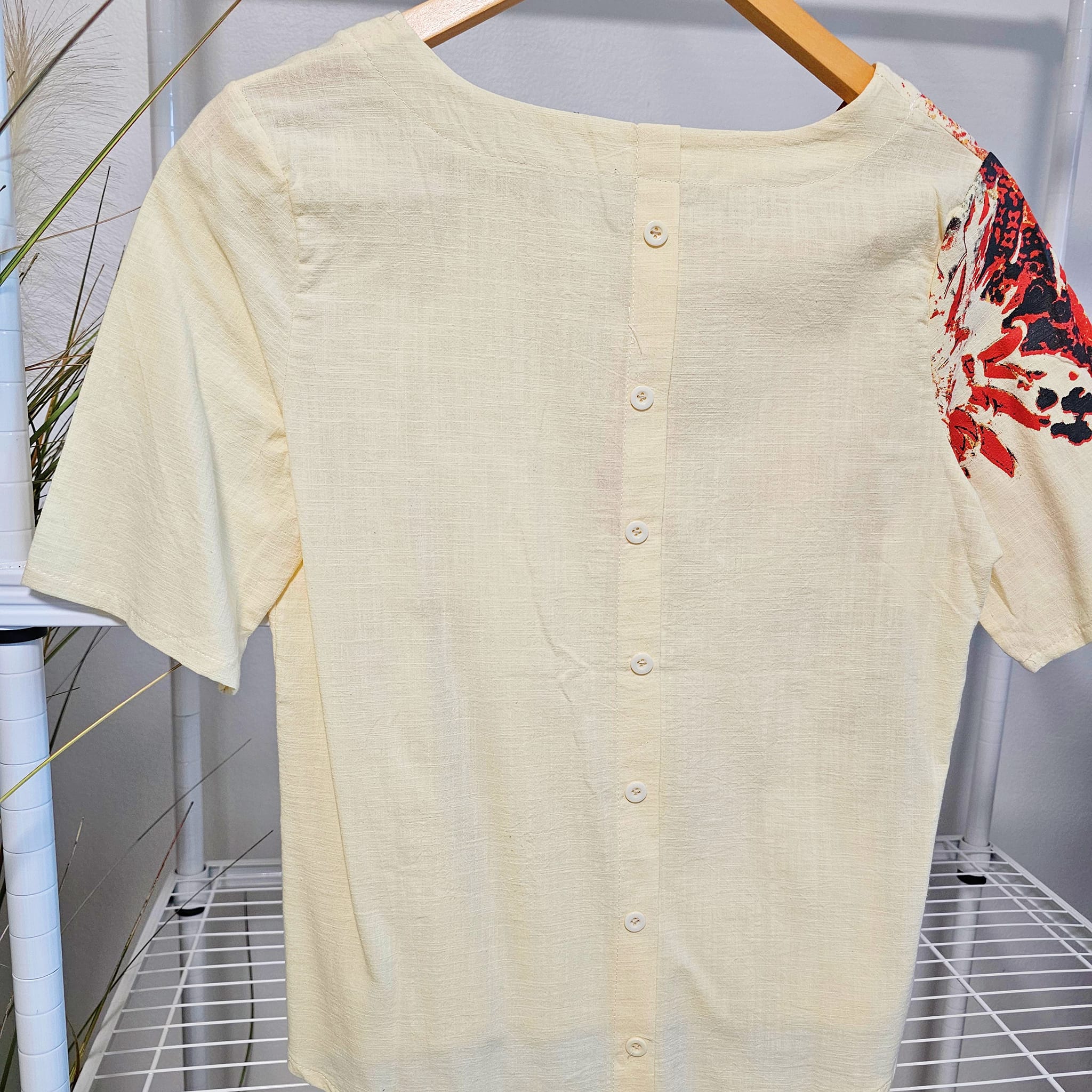 เสื้อฝ้ายScreenลายสีเหลืองอ่อน