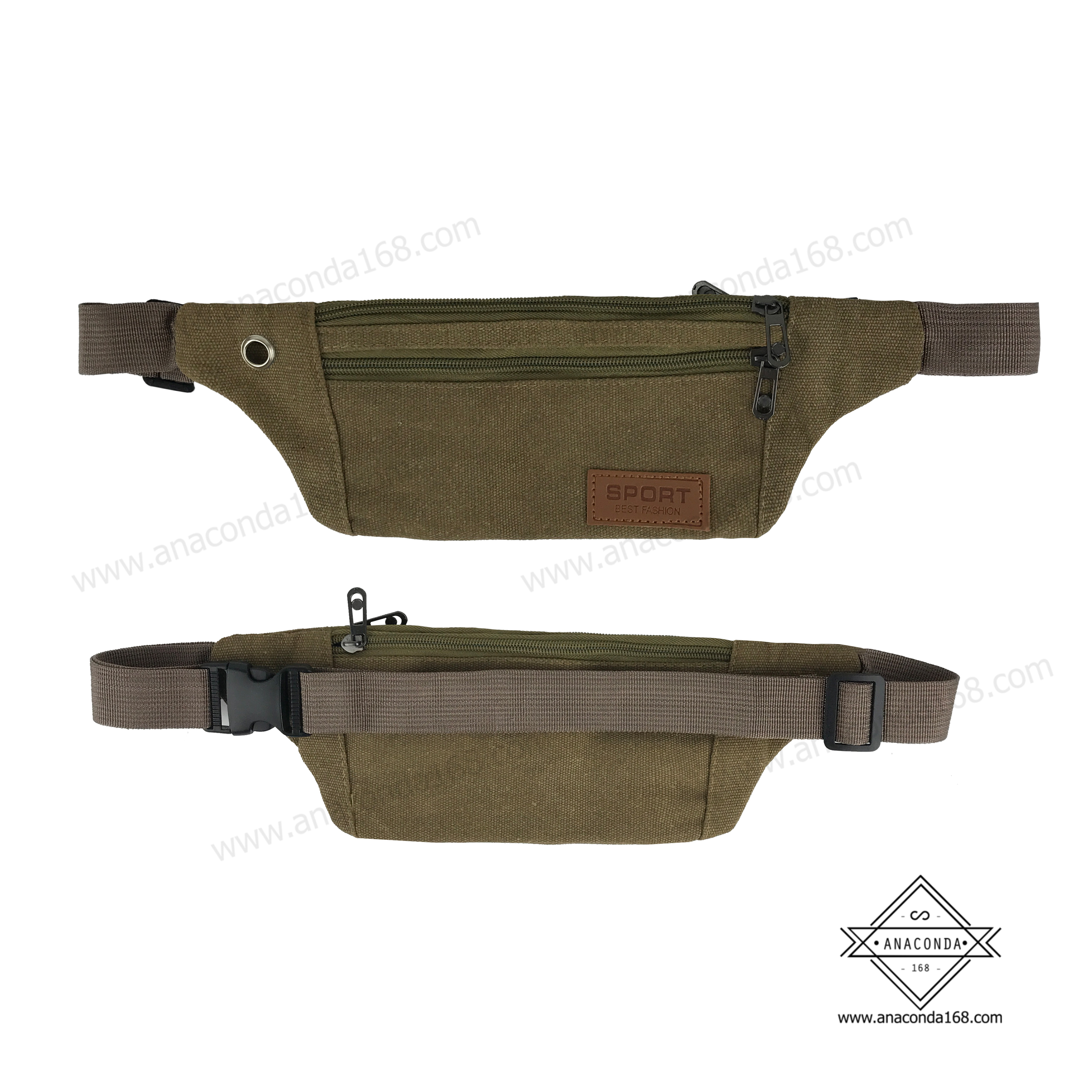 กระเป๋าคาดอก-คาดเอว Sport 3ซิป ผ้าแคนวาส V.2