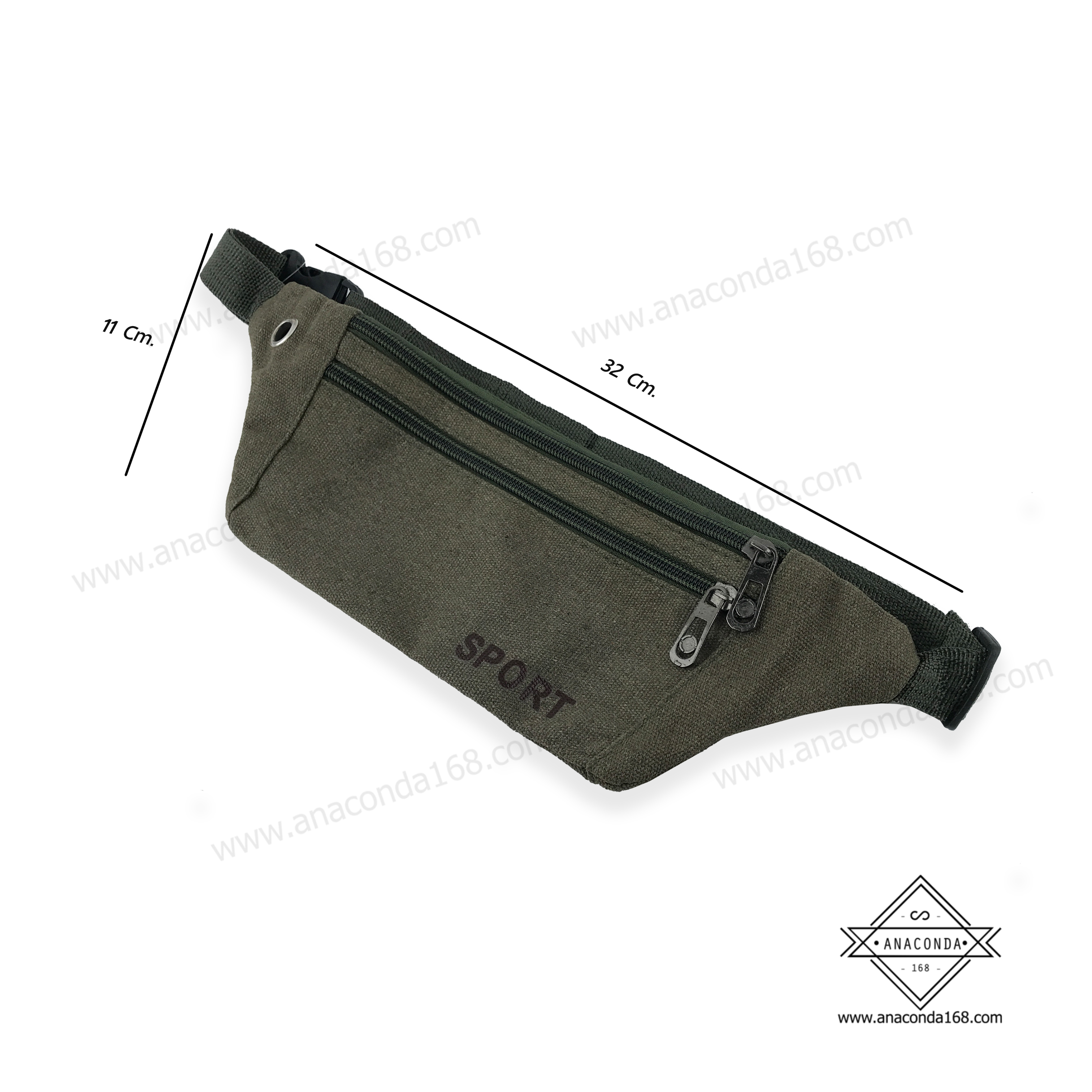 กระเป๋าคาดอก-คาดเอว Sport 3ซิป ผ้าแคนวาส V.1