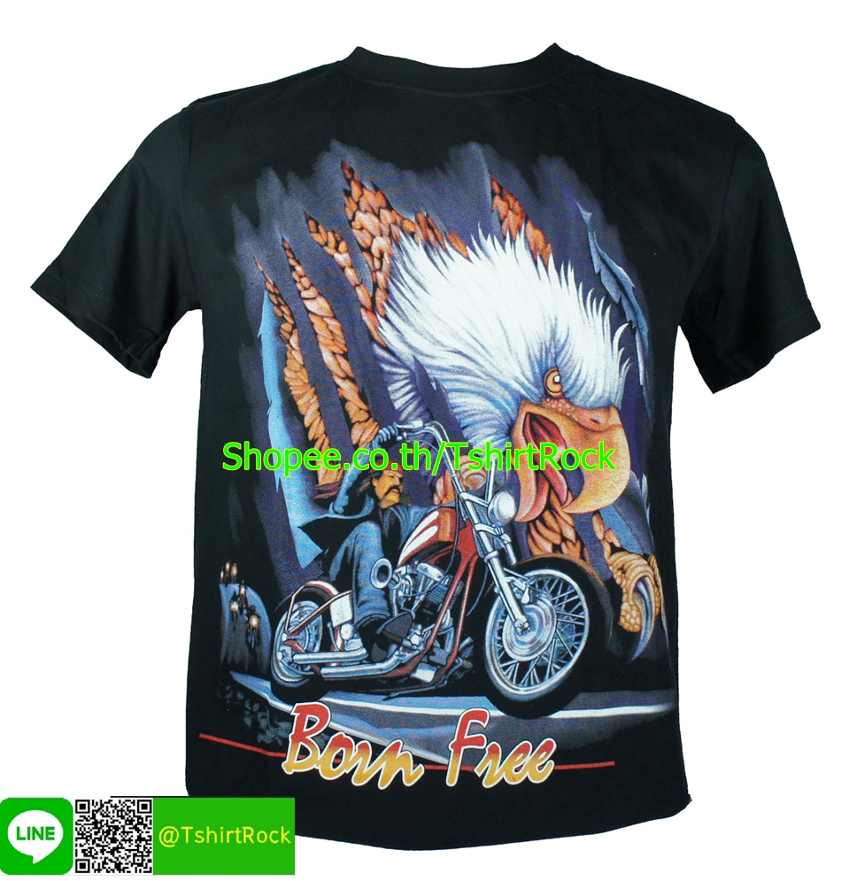 เสื้อลาย ไบค์เกอร์ อินทรีย์ อินเดียแดง มอเตอร์ไซด์ เสื้อยืด สกรีนหน้าหลัง RCH13