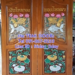 TD233 ประตูไม้สัก ลายปลาฟักทอง (เงินไหลกอง ทองไหลมา) ขนาด 160X200ซม.