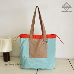 ถุงผ้าพับได้สีพื้น แบบหนา พับเก็บได้ในตัว