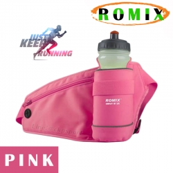 กระเป๋าคาดเอวนักวิ่งใส่ขวดน้ำ ROMIX (สีชมพู)