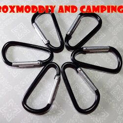 D-Shape Carabiner, Camping Clamps Tent Clip อลูมิเนียมห่วงคล้องเชือก คล้องสมอบก ขนาดยาว45มม. 1ชุดมี6ตัว 70บาท