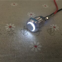 สวิทย์กดติดปล่อยดับ วงแหวนไฟสีขาว นีออน ขนาด12มม. แป้นกดสูง*แถมR120*