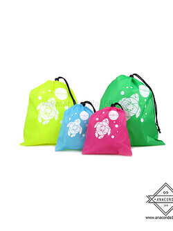 กระเป๋าผ้าร่มหูรูดสะพายหลัง ถุงผ้าหูรูด 2 ขนาด สกรีนโลโก้