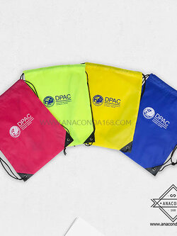 กระเป๋าผ้าร่มหูรูดสะพายหลัง ถุงผ้าหูรูด สกรีนโลโก้