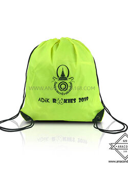 กระเป๋าผ้าร่มหูรูดสะพายหลัง ถุงผ้าหูรูด พร้อมทำโลโก้