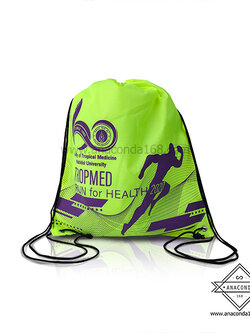 กระเป๋าผ้าร่มหูรูดสะพายหลัง ถุงผ้าหูรูด สกรีนโลโก้