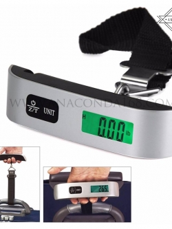 เครื่องชั่งน้ำหนักพกพา (สีเงิน) ที่ชั่งน้ำหนักกระเป๋าเดินทาง ดิจิตอล