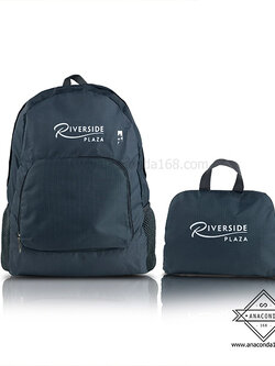 กระเป๋าเป้สะพายหลังพกพาพับเก็บได้ สกรีนโลโก้