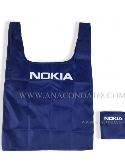 กระเป๋าพับเก็บได้ สีพื้น (Shopping Bag) สกรีนโลโก้