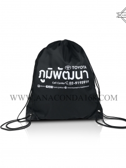 กระเป๋าผ้าร่มหูรูดสะพายหลัง สกรีนโลโก้